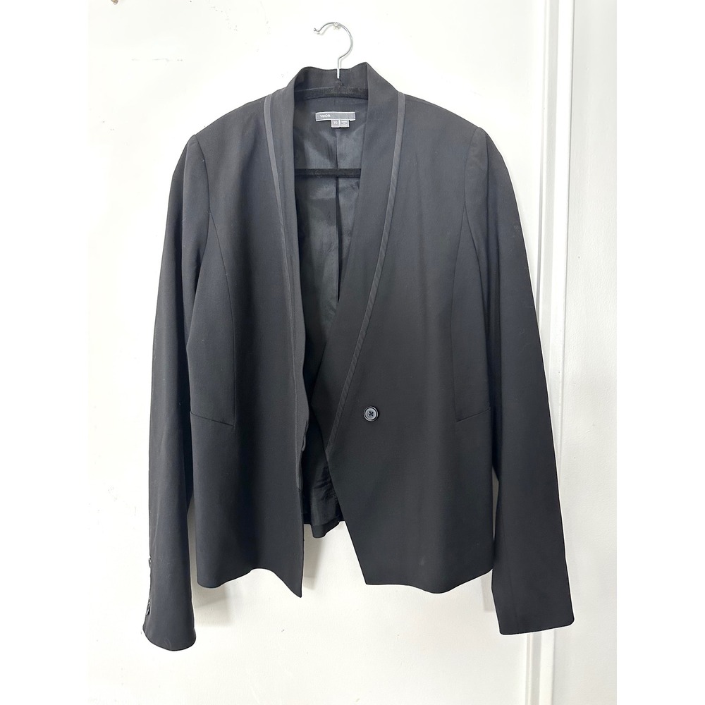 Vince 10 Tuxedo Blazer wool blend Assymetrical Lapel Business single button - Picture 5 of 11